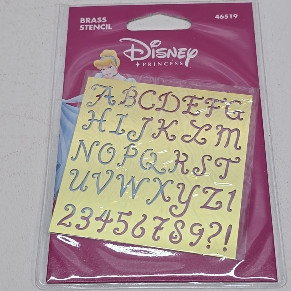 All Night Media Disney Princess Alphabet Brass Stencil 46519 NIP Craft Art
